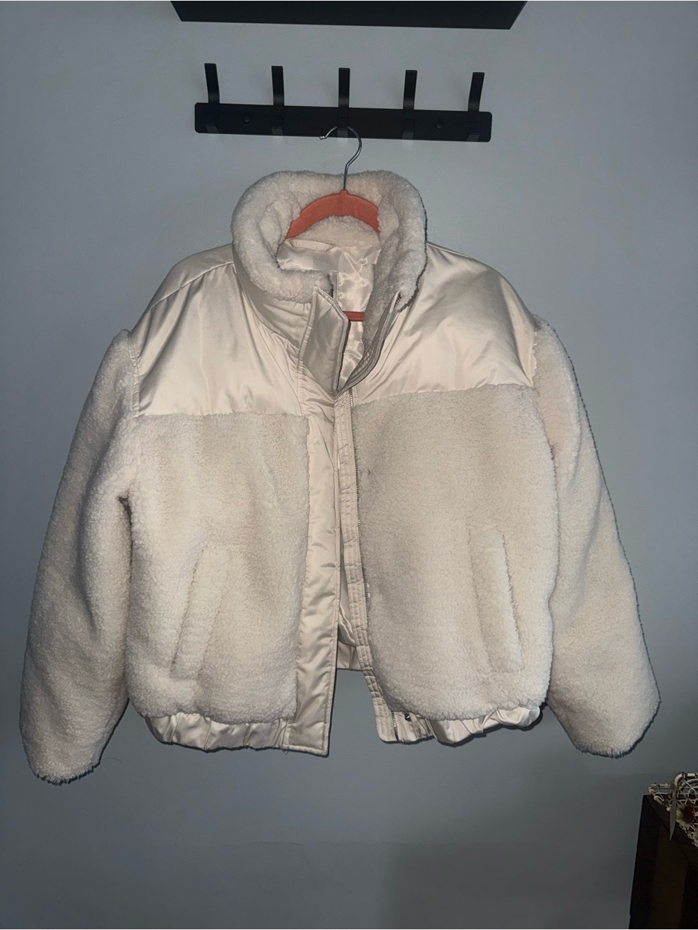 Abercrombie & Fitch Cream Sherpa Puffer Jacket
